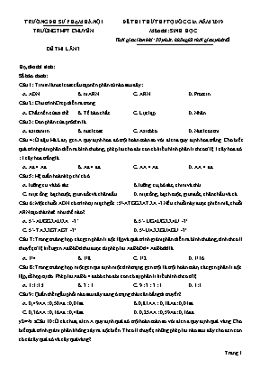 Đề thi thử THPT Quốc gia môn Sinh học năm 2029 - Đề thi lần 3 - Trường ĐH Sư phạm Hà Nội